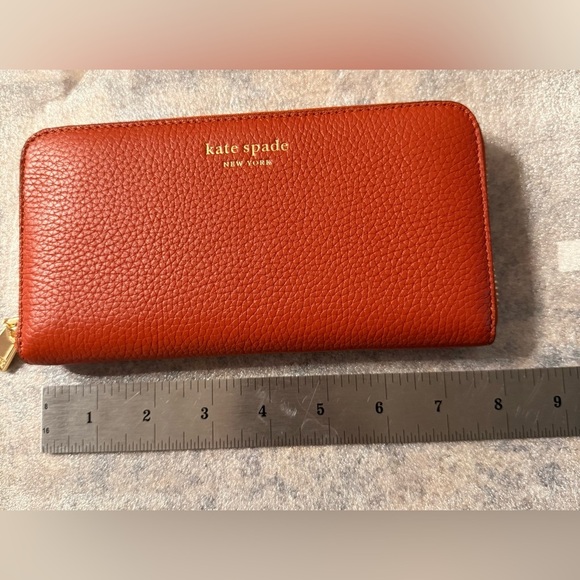 NWT Kate Spade Long Continental Zip Around Leather Wallet Taylor Autumn Oak - Picture 10 of 13